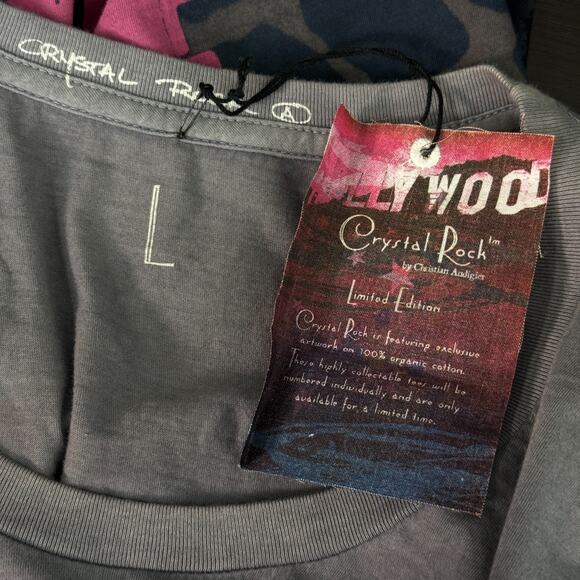 Christian Audigier Crystal Rock Y2K Shirt Women Large Rocker Girl Tee Tunic Top - Picture 4 of 13